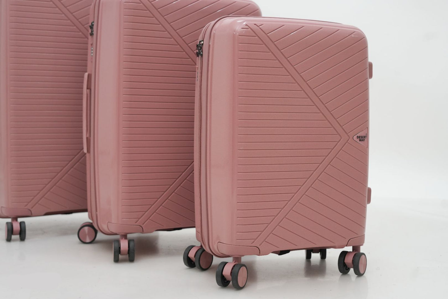 DesertBags Textured Hard-Sided Rose Gold Trolley Suitcase
