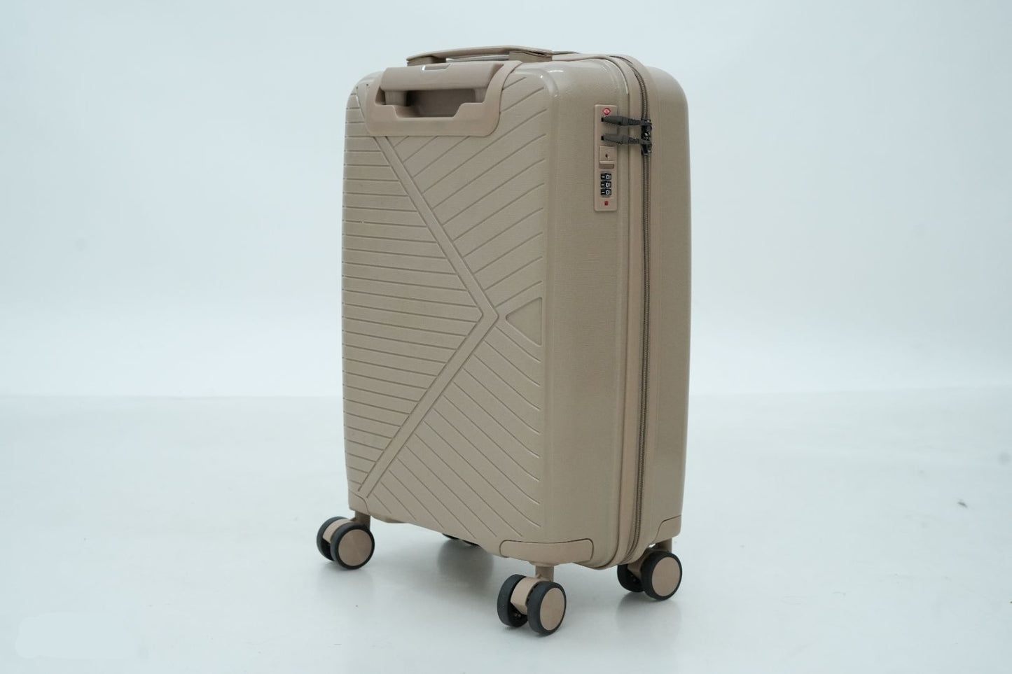 DesertBags Textured Hard-Sided Beige Trolley Suitcase