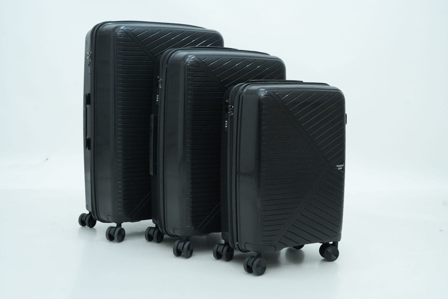 DesertBags Textured Hard-Sided Black Trolley Suitcase