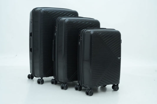 DesertBags Textured Hard-Sided Black Trolley Suitcase