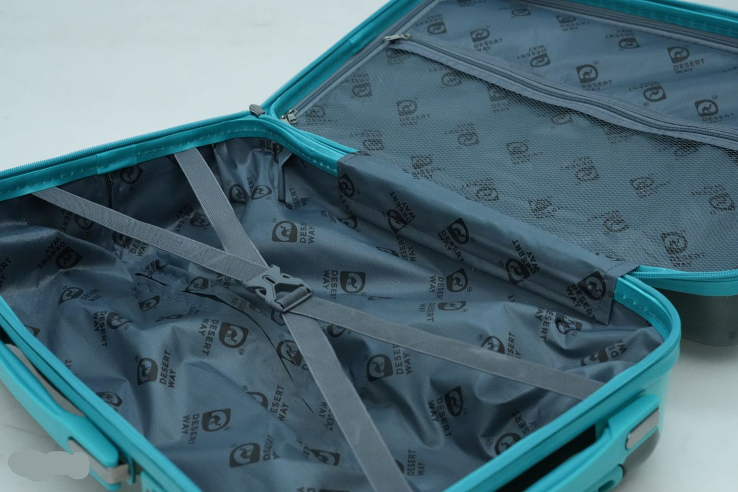 DesertBags Textured Hard-Sided Teal Blue Trolley Suitcase