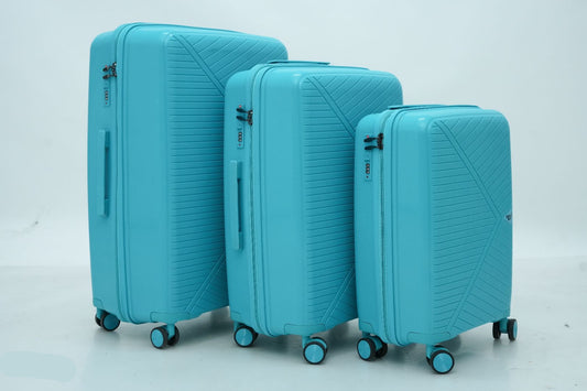 DesertBags Textured Hard-Sided Teal Blue Trolley Suitcase
