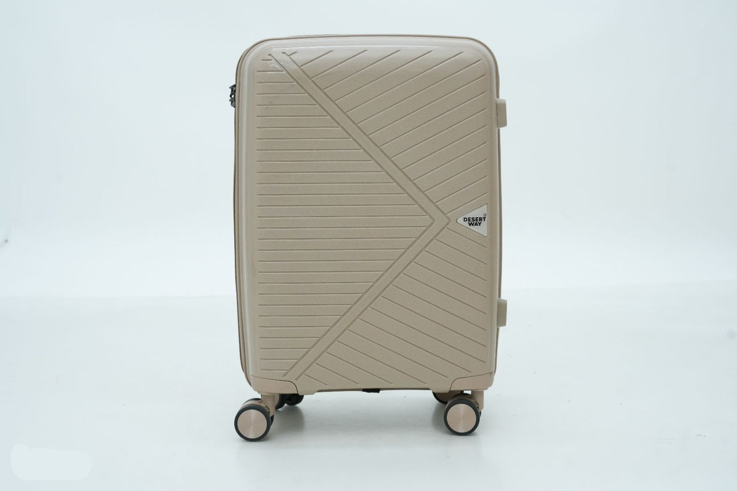 DesertBags Textured Hard-Sided Beige Trolley Suitcase